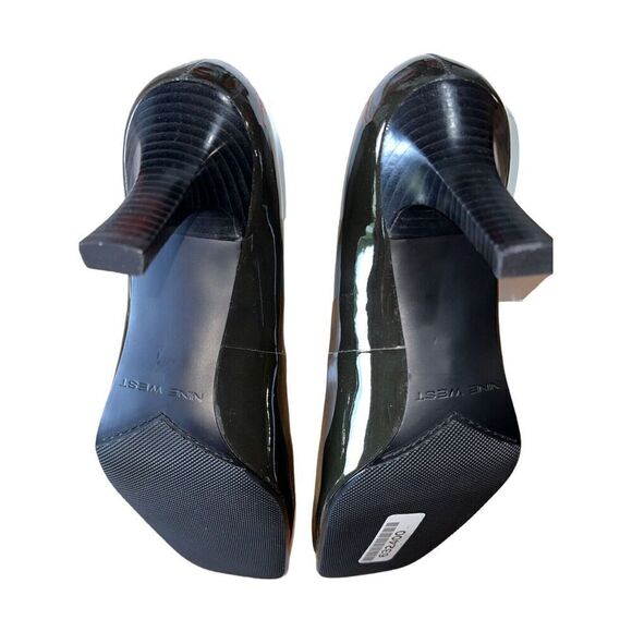 Nine West Green/Black Patterned Leather Square Toe Pump-Iridescence Wmn Sz 10 - Picture 11 of 13